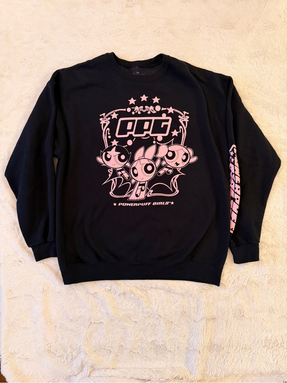 Cartoon Network Powerpuff Girls Pink Graphic Crewneck Sweatshirt XL